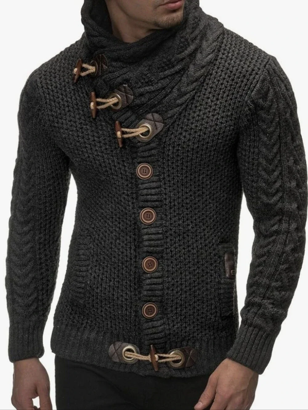 New Leif Nelson Size XL Men's Heavy Knit Sweater Anthracite Gray NWT
